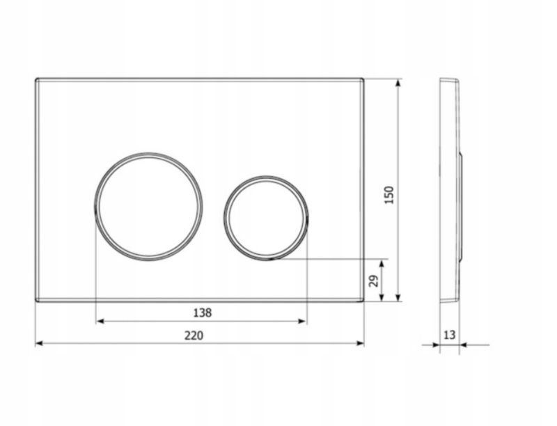 Toilet Skylleknap Dobbelt Hvid 150x220x13 mm