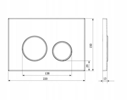 Toilet Skylleknap Dobbelt Hvid 150x220x13 mm