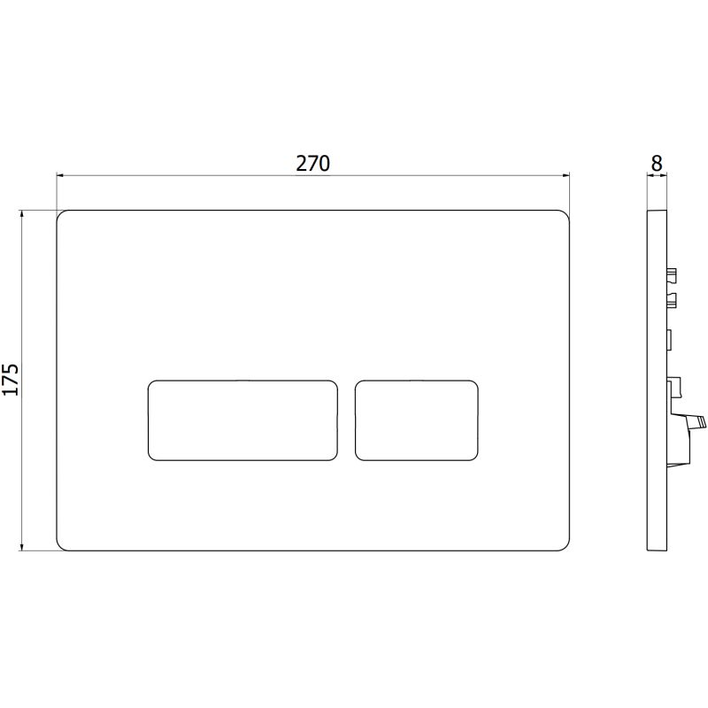 WC Trykknap Glas Hvid 270x175 mm 1 stk. 5905315969651