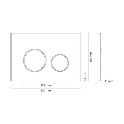 Toilet Skylleknap Mat Hvid 22 x 15 cm 3/6 L Til Vægmonteret WC 5903003014737