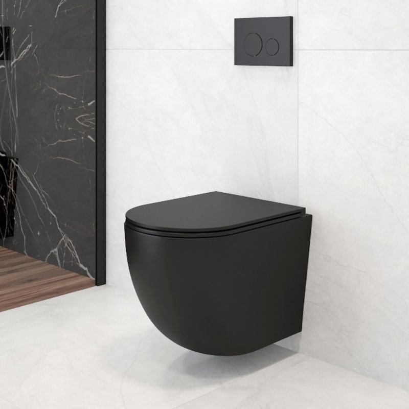 Toiletskylleknap Lule Sort Mat 3/6 l 22 x 15 cm