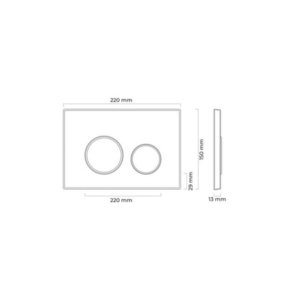 WC-skylleknap 22x15 cm Sort Mat med Gyldne Ringe 5903003008330