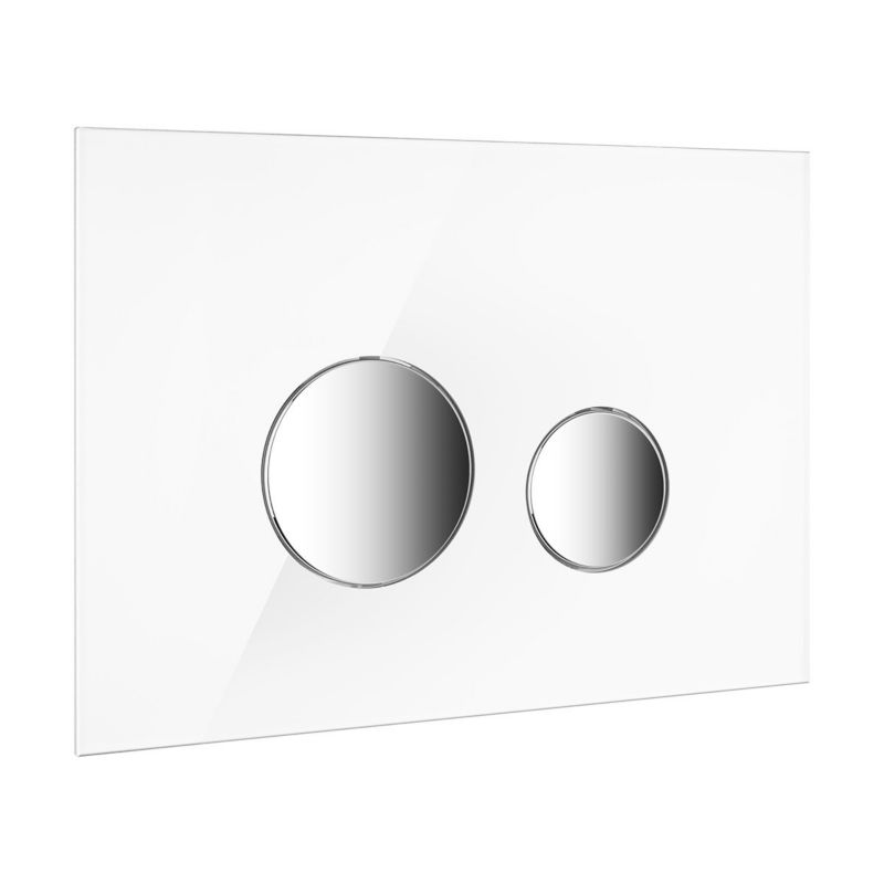 Skylleknap i glas hvid/krom 24,5x17,5 cm til WC-stativ Triberg
