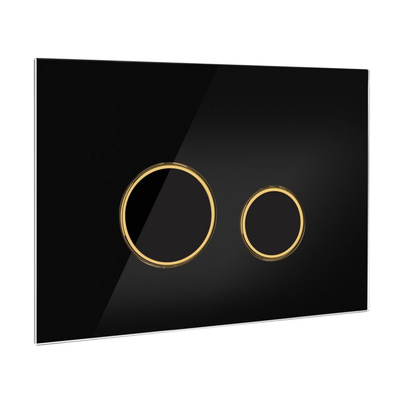 Toilet Skylleknap Glas Sort/Guld Mat 24,5x17,5 cm