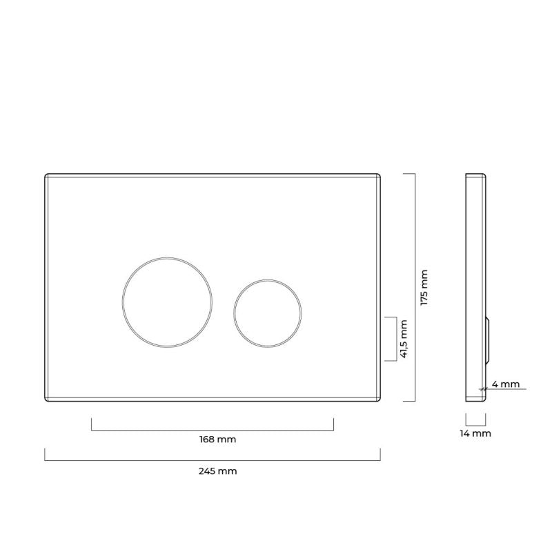 Toilet Skylleknap Glas Sort/Guld Mat 24,5x17,5 cm