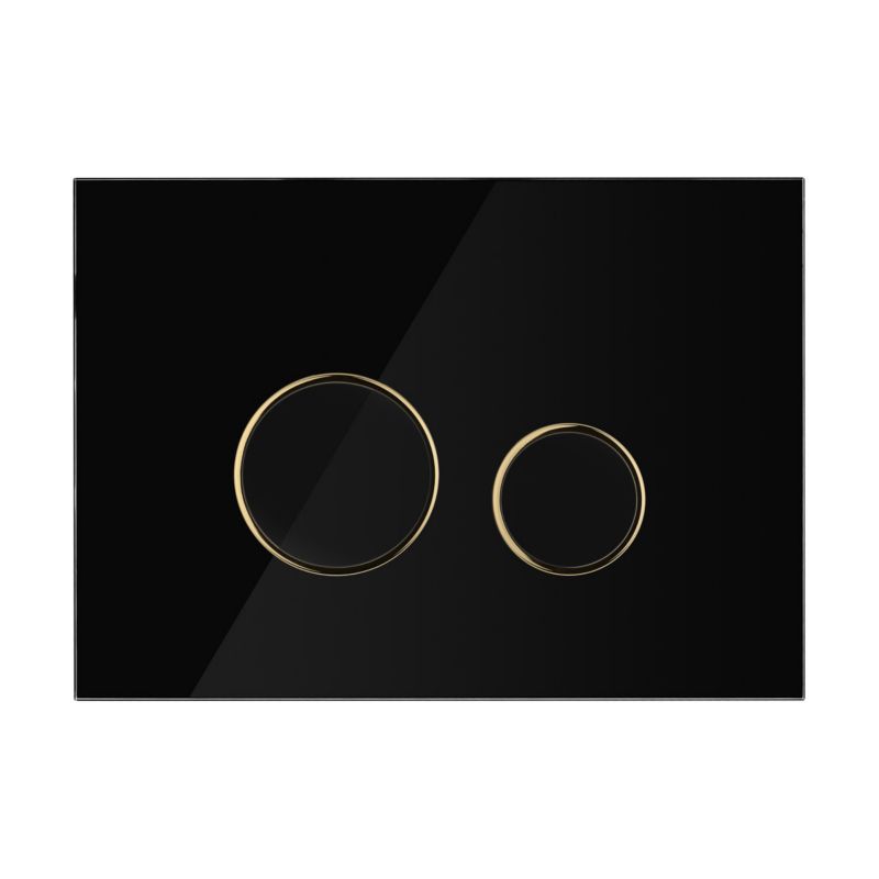 Toilet Skylleknap Glas Sort/Guld Mat 24,5x17,5 cm