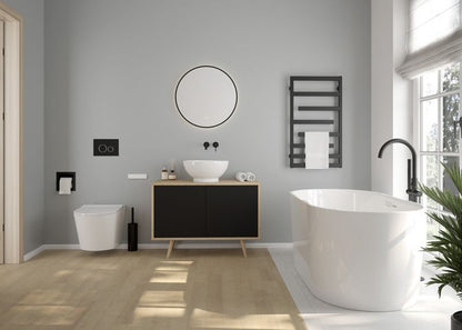 Toiletskylsknap Glas Sort/Krom 24,5x17,5 cm til Skjult Cisterne