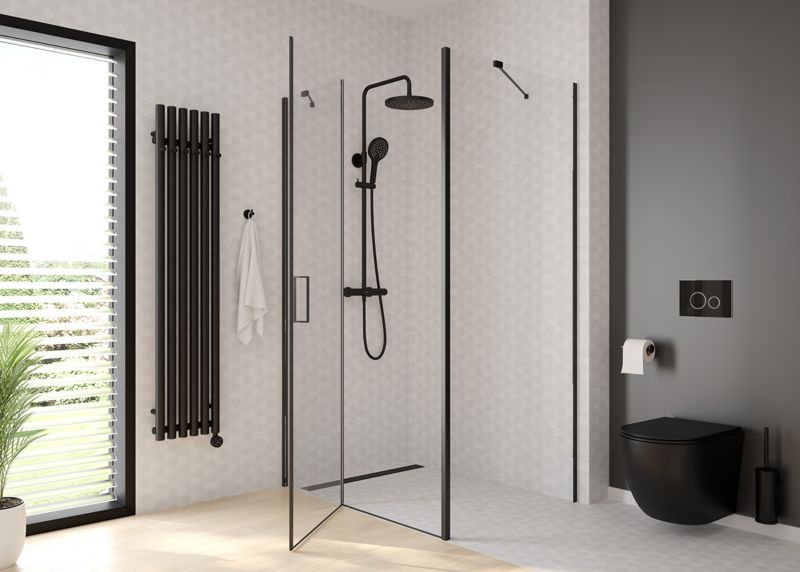 Toiletskylsknap Glas Sort/Krom 24,5x17,5 cm til Skjult Cisterne