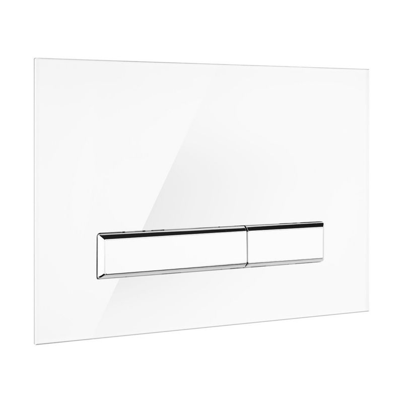 Toiletskylleknap Glas Hvid/Blank Krom 24,5x17,5 cm 3/6L