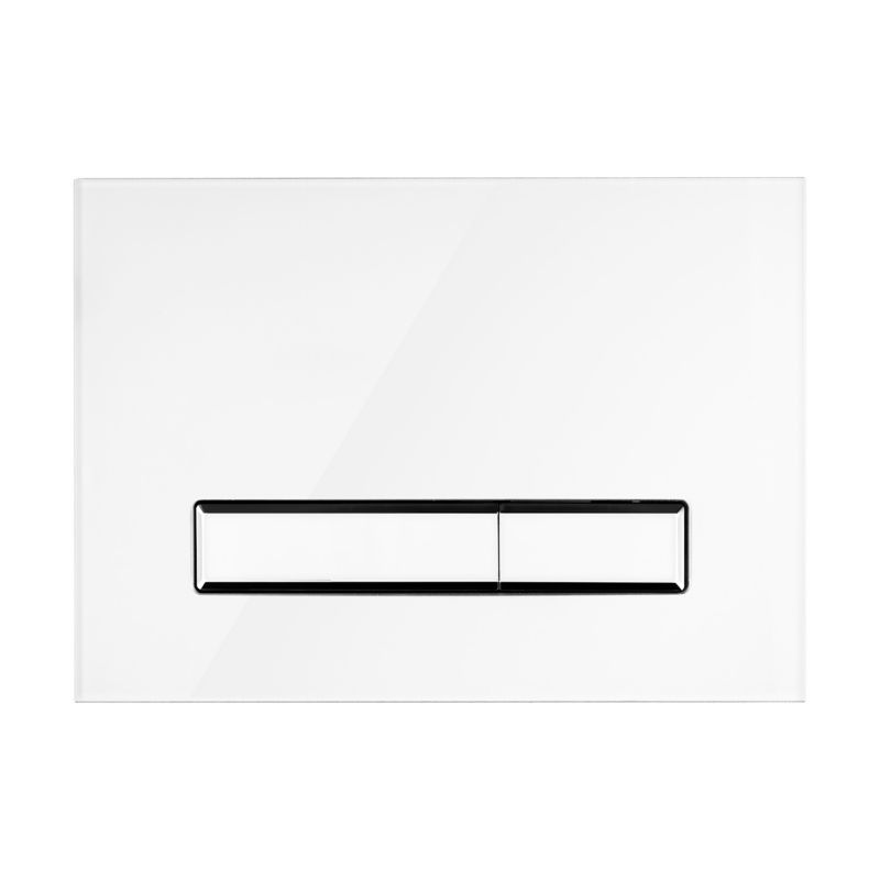 Toiletskylleknap Glas Hvid/Blank Krom 24,5x17,5 cm 3/6L