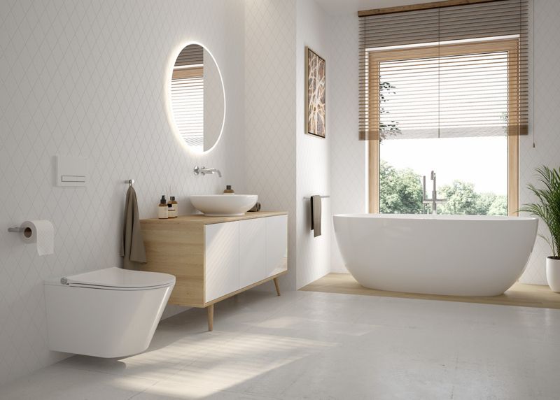 Toiletskylleknap Glas Hvid/Blank Krom 24,5x17,5 cm 3/6L
