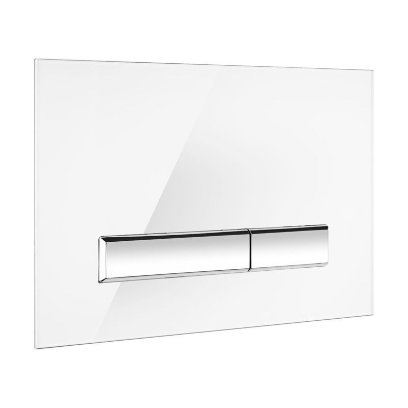 WC-betjeningsplade i glas 24,5 x 17,5 cm Hvid/Krom 2-delt 3/6 l
