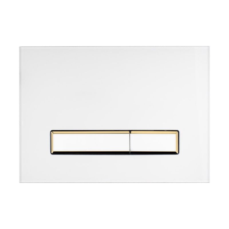 WC-skylleknap 22x15 cm Hvid/Guld Mat Dobbelt 3/6 L
