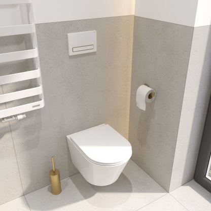 WC-skylleknap 22x15 cm Hvid/Guld Mat Dobbelt 3/6 L