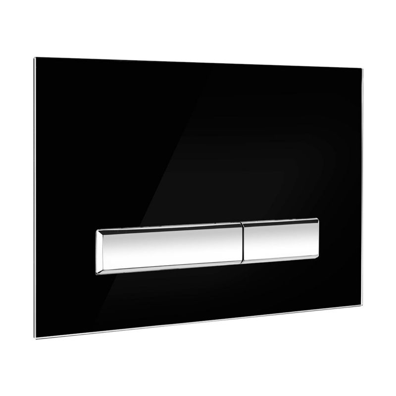 Toiletskylleknap Glas Sort/Blank Krom 3/6L