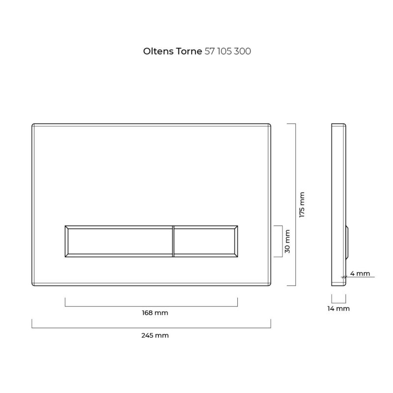 Toilet Skylleknap Torne Sort/Blank 24,5x17,5 cm Glas