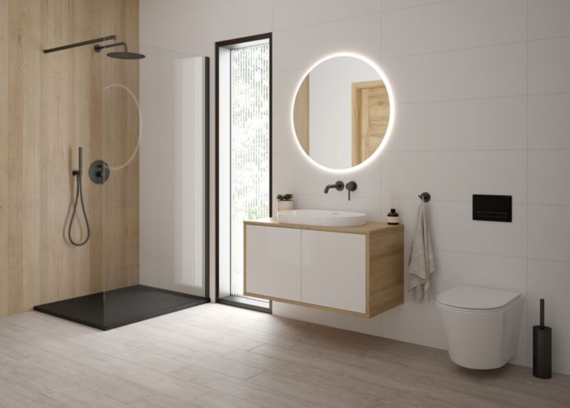 Toilet Skylleknap Torne Sort/Blank 24,5x17,5 cm Glas