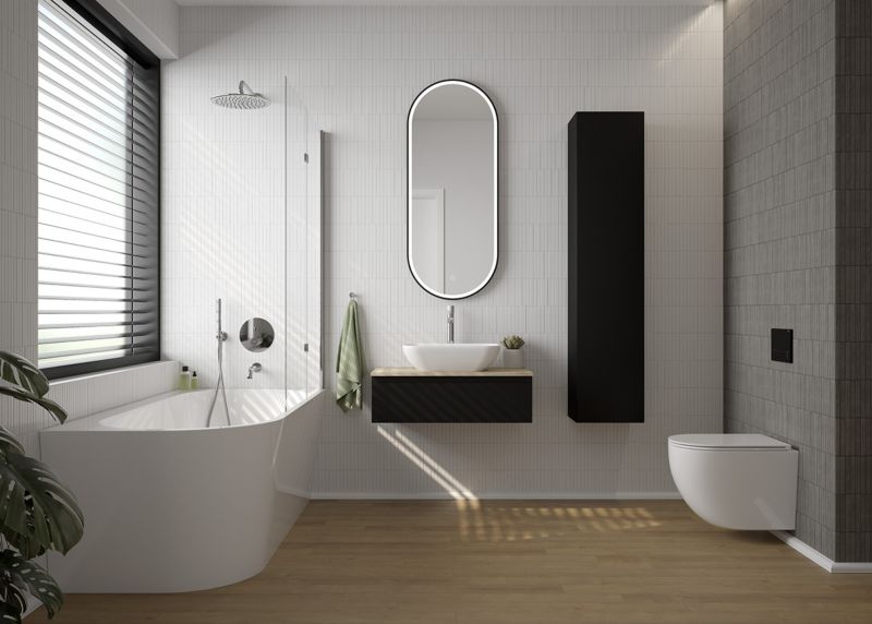 Toilet Skylleknap Torne Sort/Blank 24,5x17,5 cm Glas