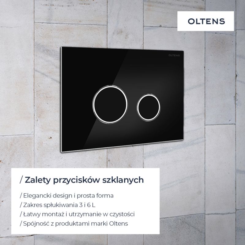 Toilet Skylleknap Torne Sort/Blank 24,5x17,5 cm Glas