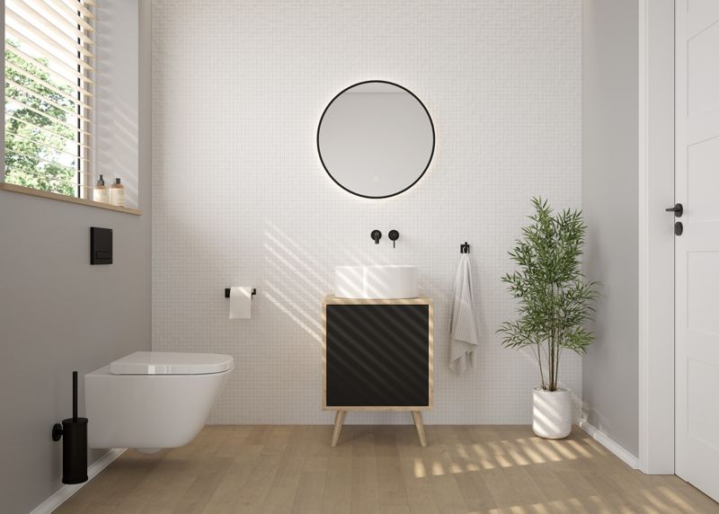 WC-skylleknap Mat Sort 22x15 cm 3/6 L Plast 1 stk.