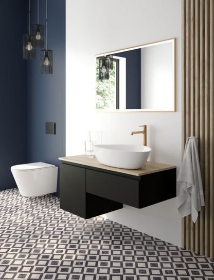 WC-skylleknap Torne Mat Sort/Chrom 22x15 cm 3/6 L