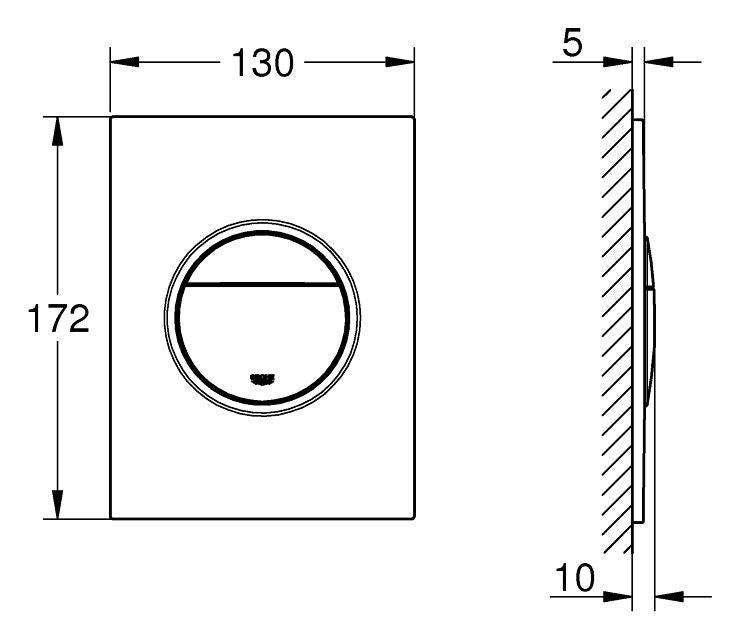 Toilet Skylleknap 130x172 mm Krom Start/Stop