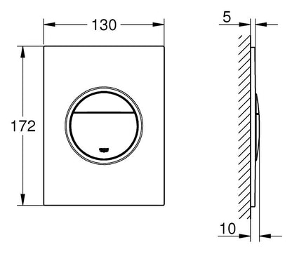 Toilet Skylleknap 130x172 mm Krom Start/Stop