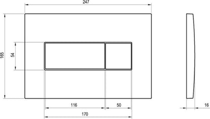 Toilet Skylleknap Slim Satengrå 247x165 mm
