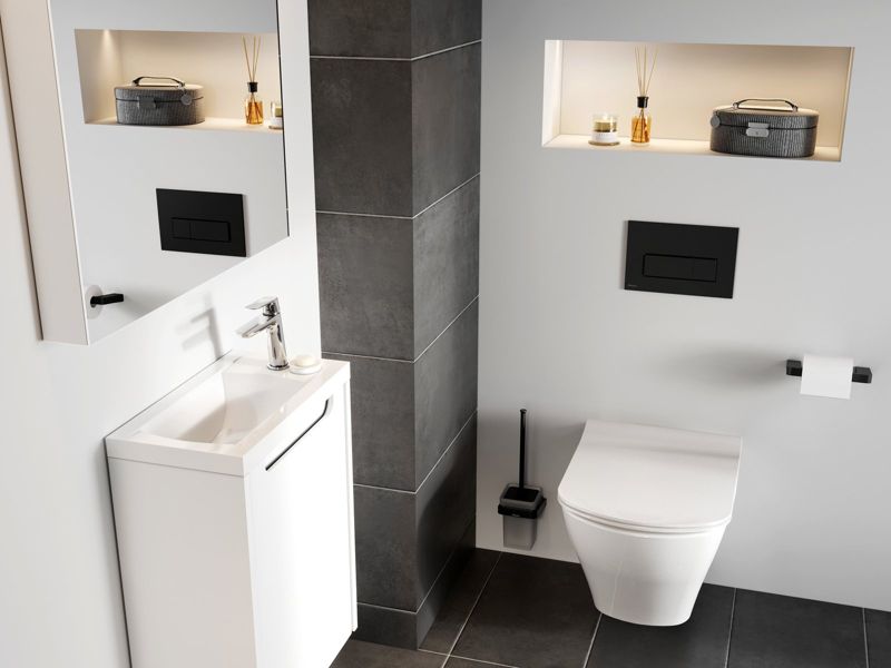 Toilet Skylleknap Uni Slim 247x165 mm Sort Mat 1 stk.