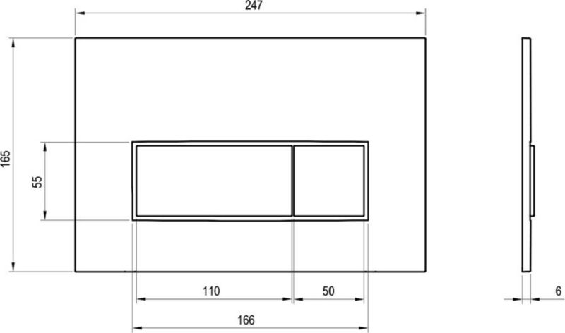 Toilet Skylleknap Uni Slim 247x165 mm Sort Mat 1 stk.