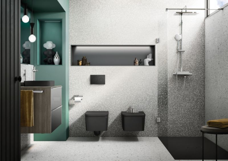 Toiletskylleknap Sort Mat 25,4 x 16,4 mm Dobbelt Skyl