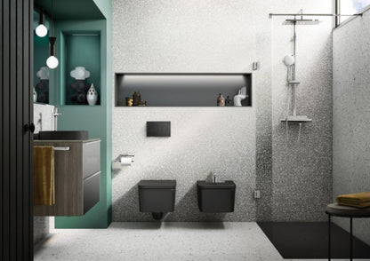 Toiletskylleknap Sort Mat 25,4 x 16,4 mm Dobbelt Skyl