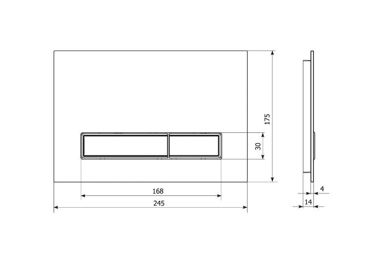 Przycisk WC Kwarcowy 175x245 mm Sort med Kromkant 1 stk.