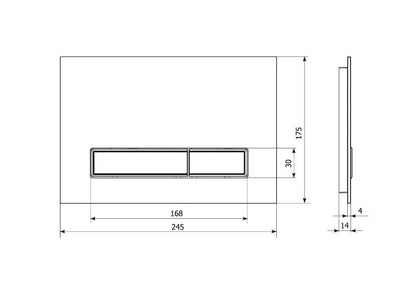 Przycisk WC Kwarcowy 175x245 mm Sort med Kromkant 1 stk.