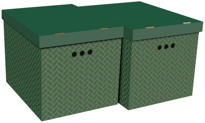 Dekorativ XL-kasse geometri grøn 2 stk.
