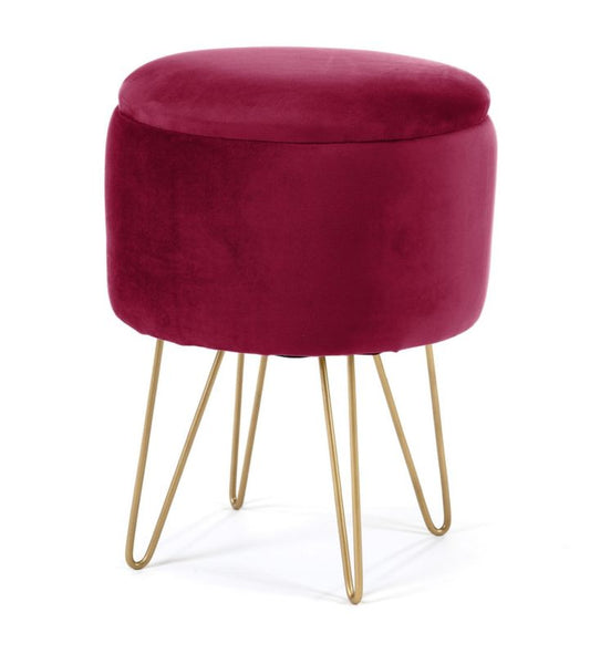 Akord Lili velourpuf med opbevaring, bordeaux, højde 45 cm, 1 stk.