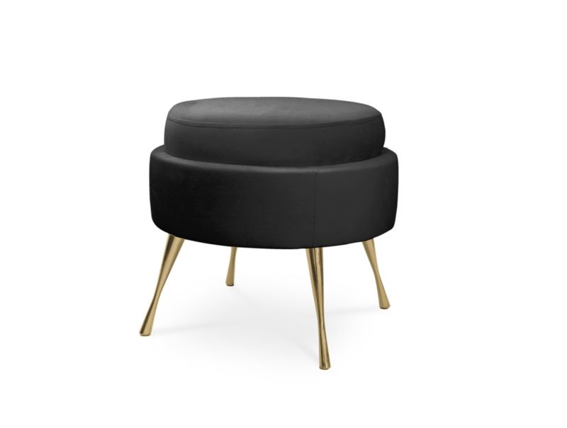 Puf Bettso Muszelka med metalben i mat‑guld, sort, 1 stk.