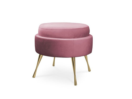 Puf Bettso Musling med metalben i guldfinish, pudderrosa, 1 stk.