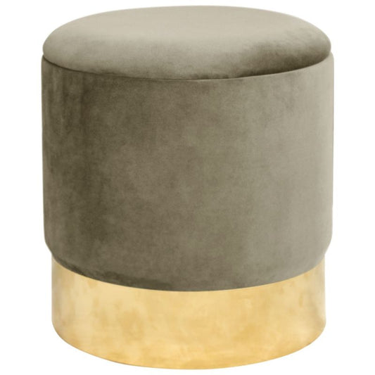 Rund velourpuf med opbevaring Akord GOLDEN beige 1 stk.