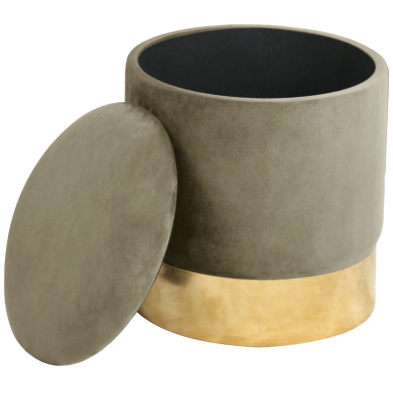 Rund velourpuf med opbevaring Akord GOLDEN beige 1 stk.