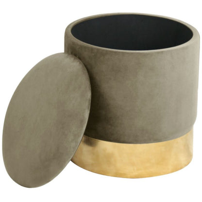 Rund velourpuf med opbevaring Akord GOLDEN beige 1 stk.