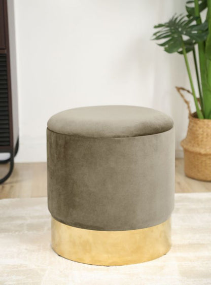 Rund velourpuf med opbevaring Akord GOLDEN beige 1 stk.