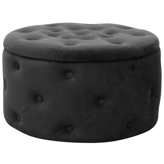 Rund velour-puf med opbevaring Akord Alia sort 1 stk.
