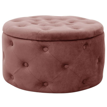 Rund velourpuf med opbevaring Akord Alia i rosa, 1 stk.
