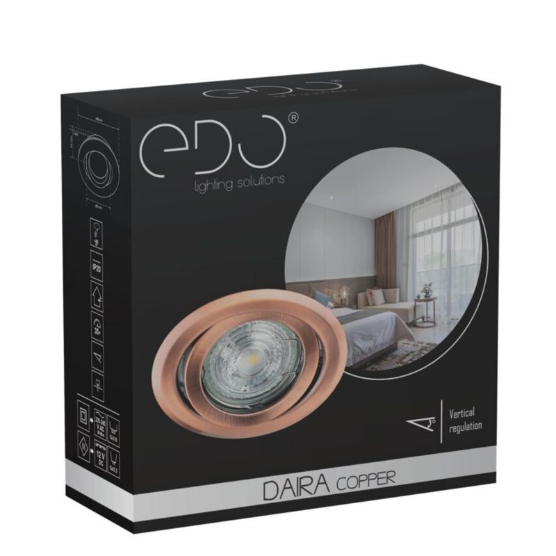 Indbygningsspot Edo Daira Cooper IP20 rund kobber justerbar EDO777301 1 stk.