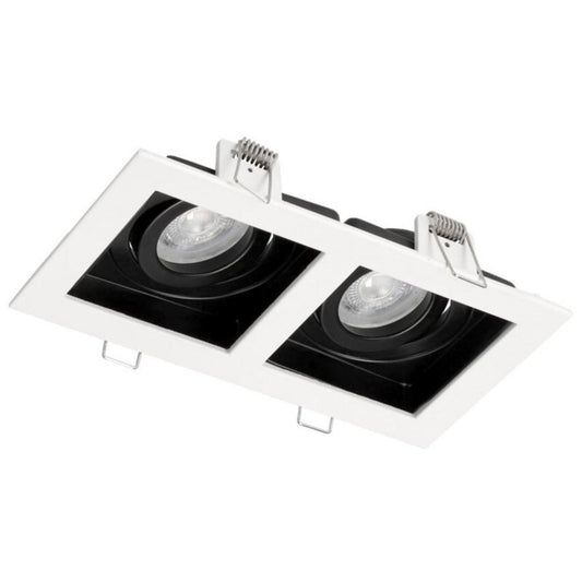 Indbygget loftspot Ruten 2 White IP20, firkantet, dobbelt, hvid-sort EDO777129, 1 stk.