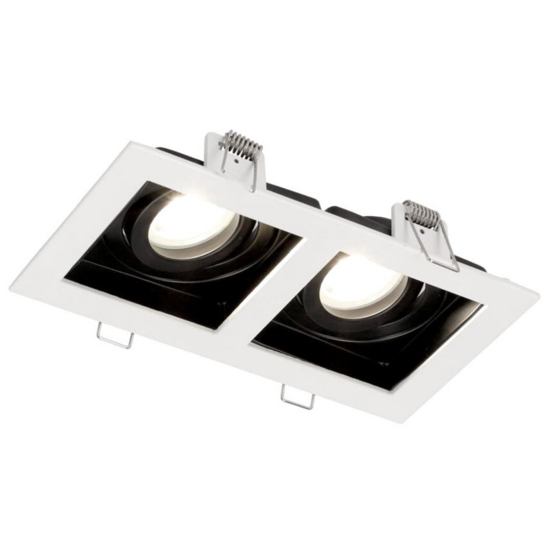 Indbygget loftspot Ruten 2 White IP20, firkantet, dobbelt, hvid-sort EDO777129, 1 stk.