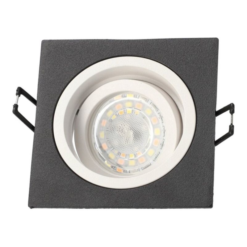Indbygningsspot Edo Tulid Sq Black White IP20 kvadratisk sort med hvid ring EDO777534 1 stk.