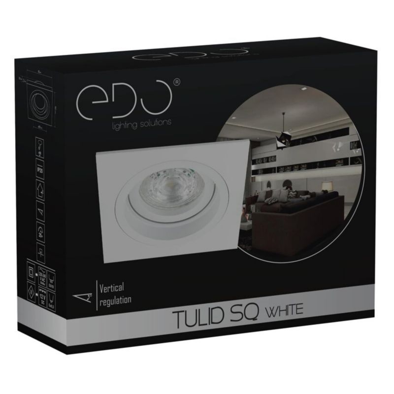 Indbygningsspot Edo Tulid Sq White IP20 kvadratisk hvid EDO777327 1 stk.