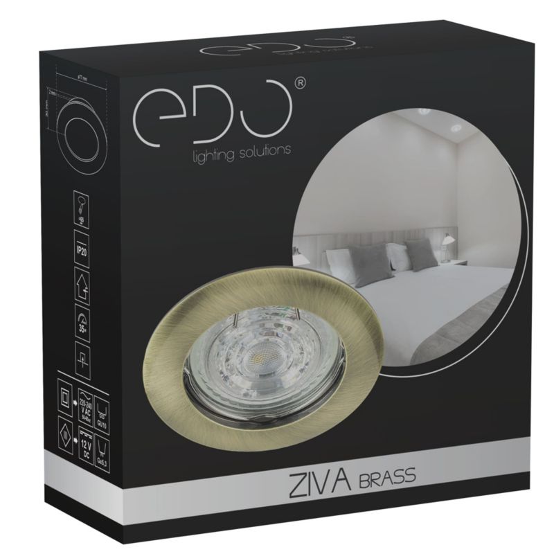 Indbygningsspot Edo Ziva Brass IP20 rund messing EDO777311 1 stk.